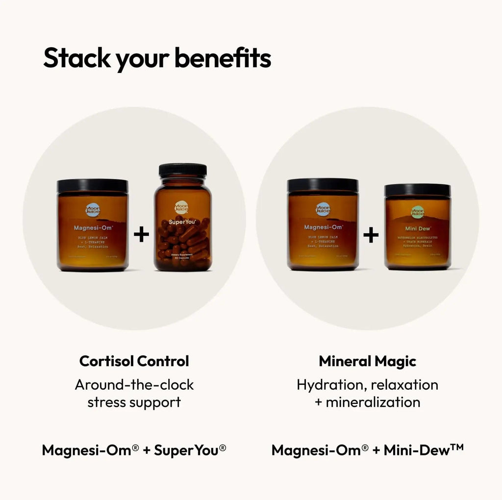 Moon Juice Magnesi-Om Magnesium Powder Supplement - Chelated Magnesium Complex + L-Theanine Blend for Rest, Relaxation & Regularity - Vegan, Non-GMO & No Sugar, Blue Lemon, 4.2 oz, 30 Servings - TrustMedUSA
