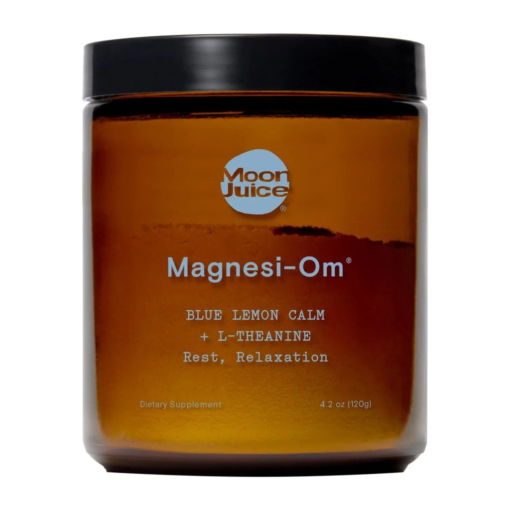 Moon Juice Magnesi-Om Magnesium Powder Supplement - Chelated Magnesium Complex + L-Theanine Blend for Rest, Relaxation & Regularity - Vegan, Non-GMO & No Sugar, Blue Lemon, 4.2 oz, 30 Servings - TrustMedUSA