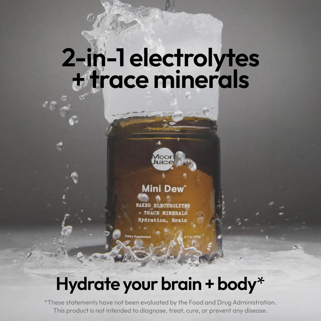 Moon Juice Mini Dew Electrolytes Powder - Sugar Free Minerals & Electrolyte Hydration Powder for Instant Hydration & Brain Support - Magnesium, Calcium, Potassium, Pink Salt, Unflavored, 30 Servings - TrustMedUSA