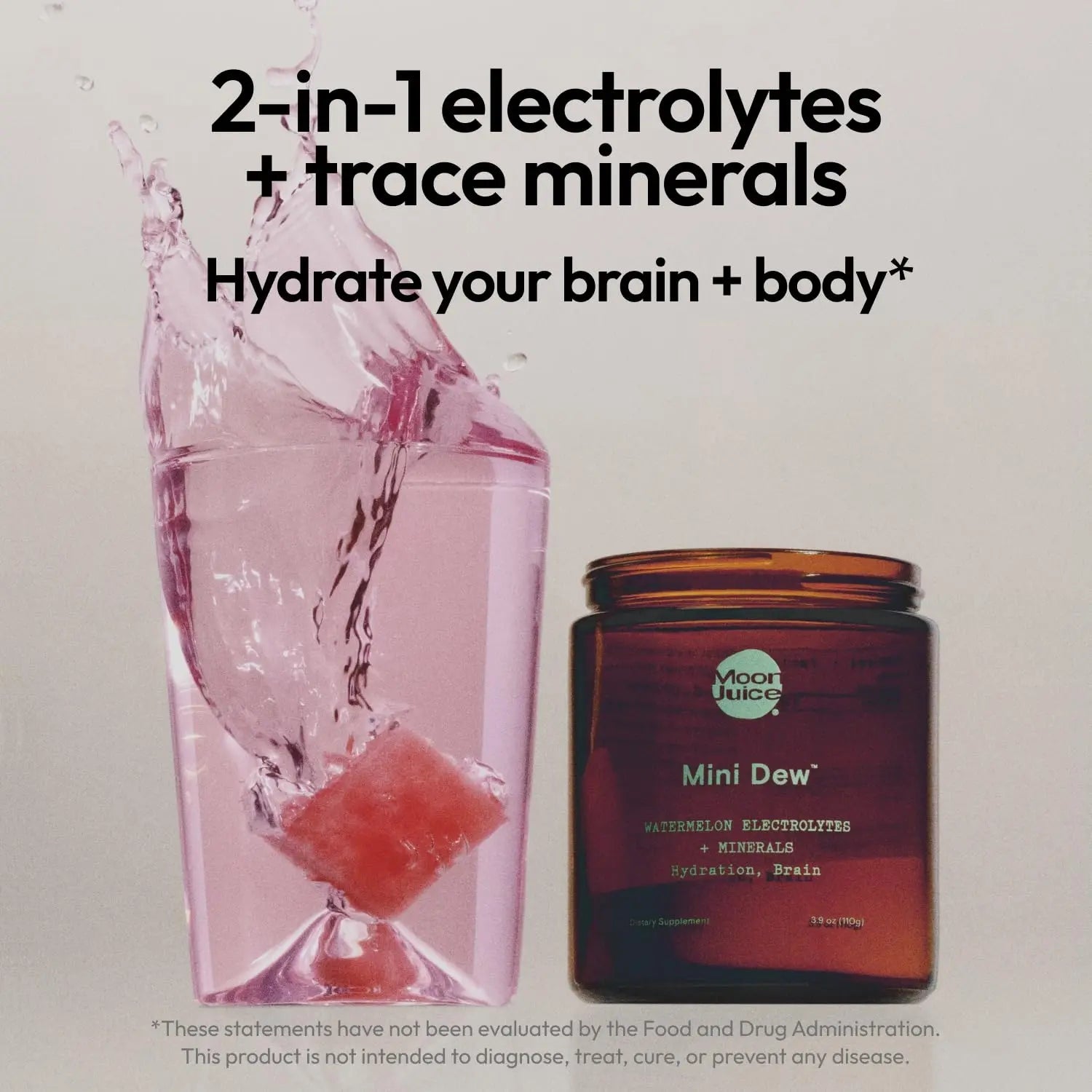 Moon Juice Mini Dew Electrolytes Powder - Sugar Free Minerals & Electrolyte Hydration Powder for Instant Hydration & Brain Support - Magnesium, Calcium, Potassium, Pink Salt, Watermelon, 30 Servings - TrustMedUSA