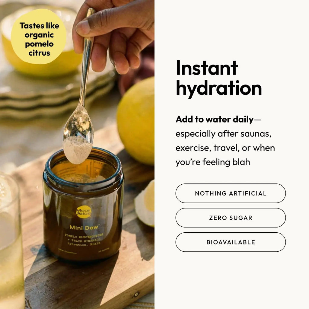 Moon Juice Mini Dew Electrolytes Powder - Sugar Free Minerals & Electrolyte Hydration Powder for Instant Hydration & Brain Support - Magnesium, Calcium, Potassium, Pink Salt, Pomelo, 30 Servings - TrustMedUSA