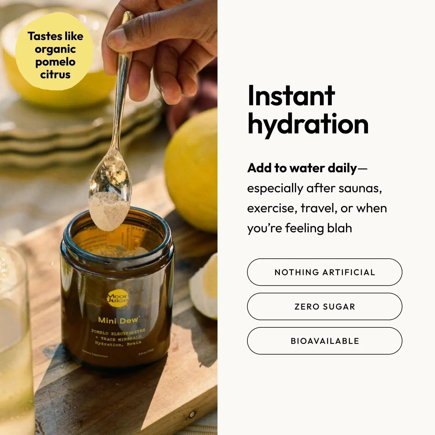 Moon Juice Mini Dew Electrolytes Powder - Sugar Free Minerals & Electrolyte Hydration Powder for Instant Hydration & Brain Support - Magnesium, Calcium, Potassium, Pink Salt, Pomelo, 30 Servings - TrustMedUSA