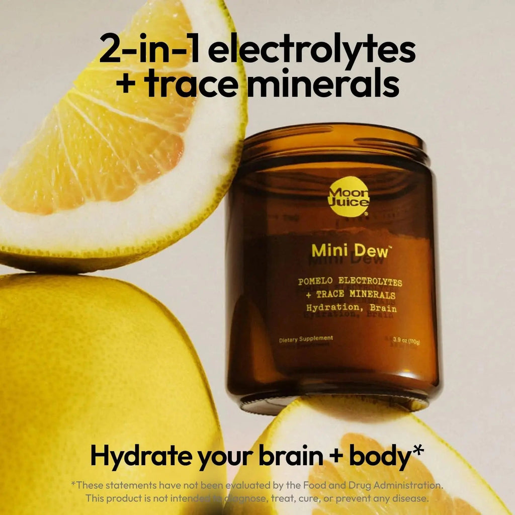 Moon Juice Mini Dew Electrolytes Powder - Sugar Free Minerals & Electrolyte Hydration Powder for Instant Hydration & Brain Support - Magnesium, Calcium, Potassium, Pink Salt, Pomelo, 30 Servings - TrustMedUSA