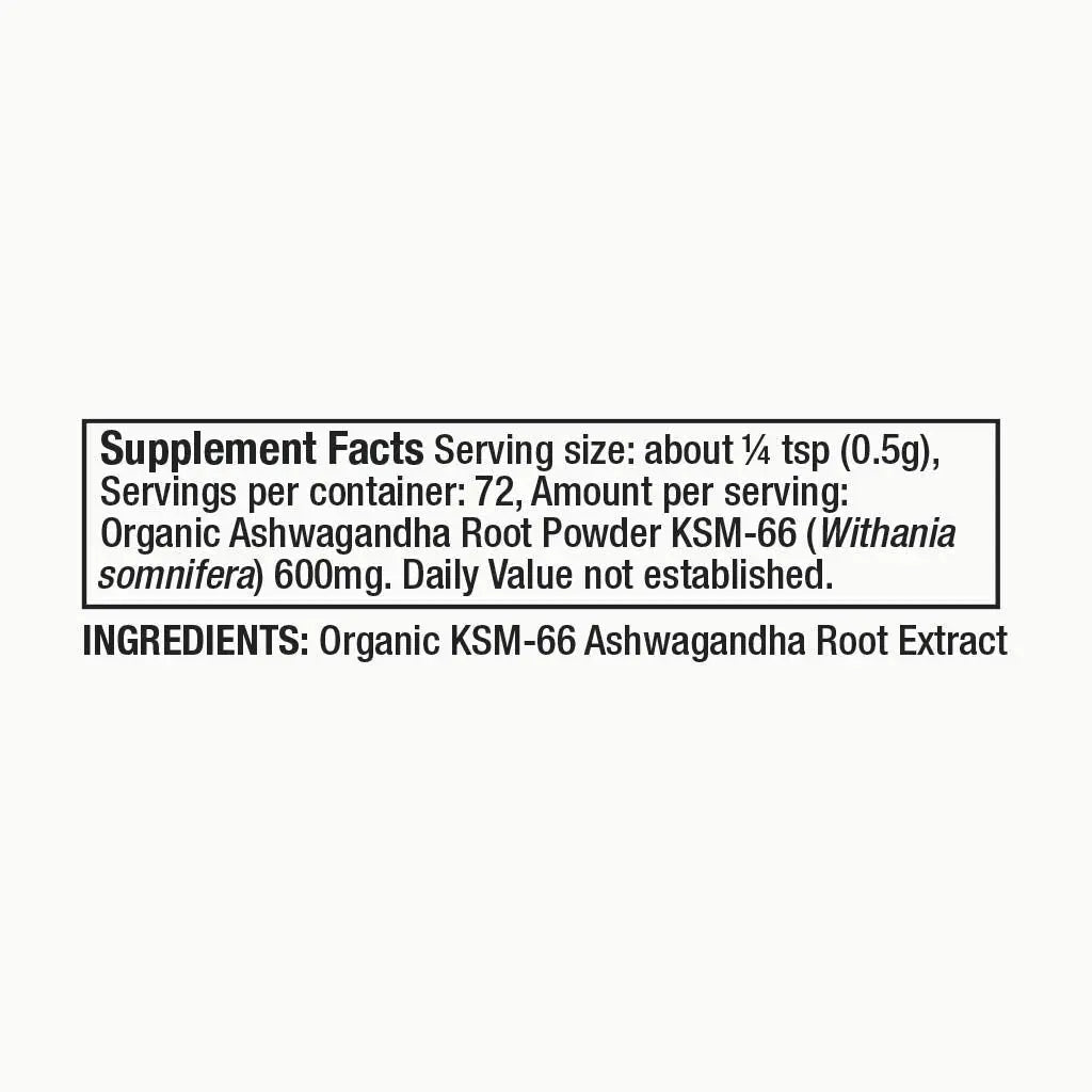 Moon Juice Organic Ashwagandha Supplement - Ashwagandha KSM-66 Root Powder Extract (15:1 Full-Spectrum) for Stress, Focus & Mood - Vegan, Non-GMO, Gluten-Free - 1.3 oz, 72 Servings - TrustMedUSA