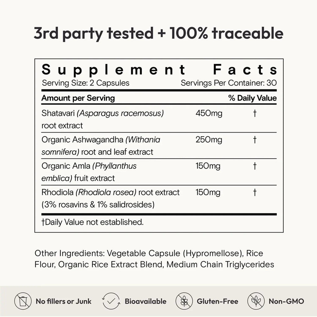 Moon Juice SuperYou Ashwagandha Supplements with Rhodiola, Shatavari & Amla - Cortisol Reducer for Energy, Mood, Focus and Stress Support, Vegan, Non-GMO & 100% Traceable, 60 Capsules, 30 Servings - TrustMedUSA