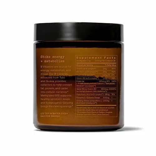 Moon Juice Ting - Vitamin B Complex Powder Supplement - Methylated B12, Folate, Ginseng, L-Glutamine & B Vitamins, Caffeine Free Energy & Digestion Support, Sugar Free, Mango, 1.8 oz, 25 Servings - TrustMedUSA
