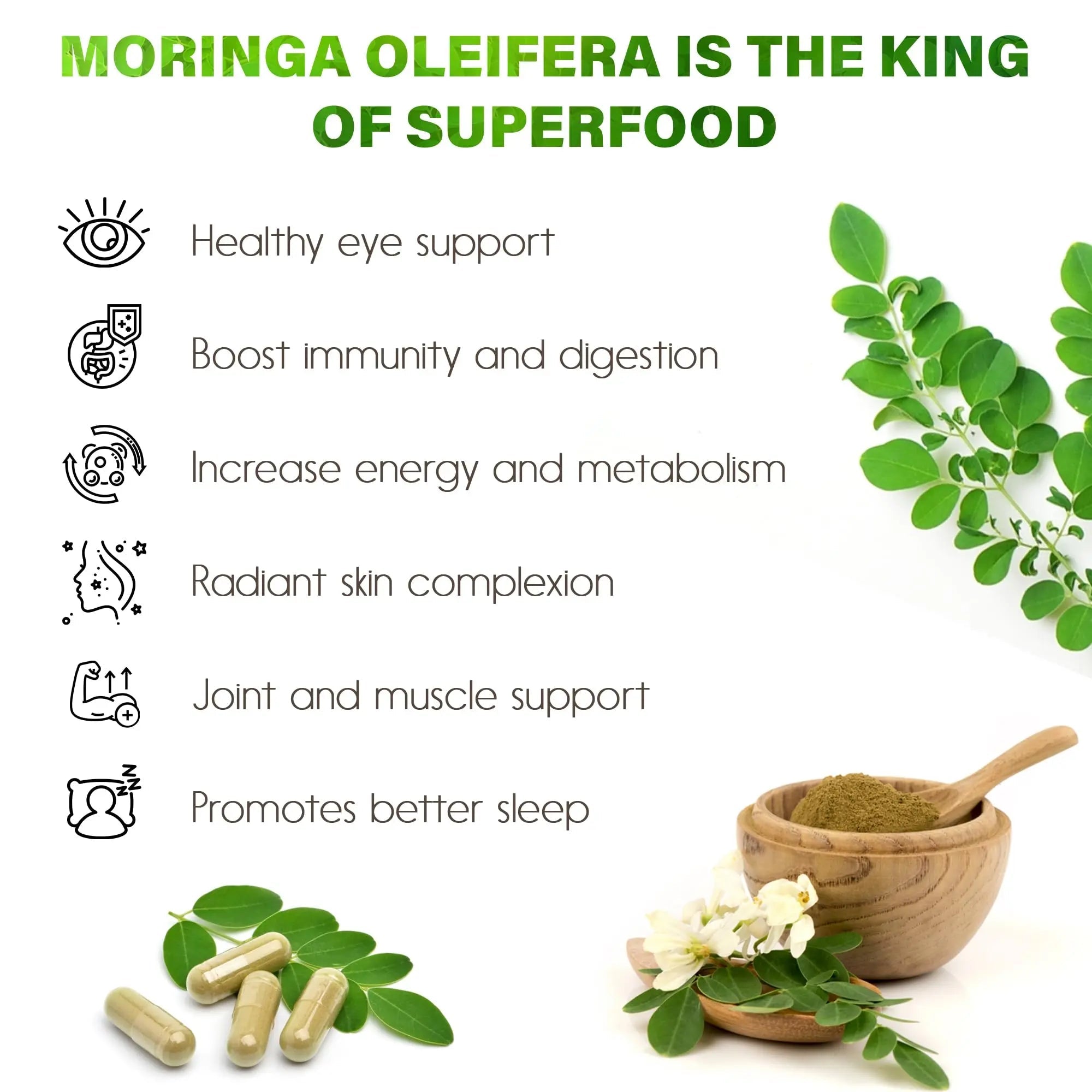 Moringa Capsules| Moringa Oleifera |10,000mg| 150 Capsules| 100% Pure| Non-GMO - TrustMedUSA
