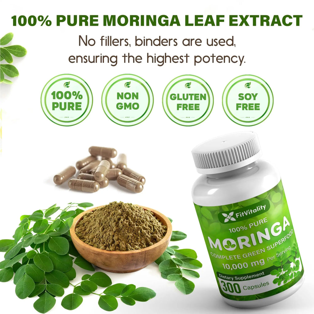 Moringa Capsules| Moringa Oleifera |10,000mg| 150 Capsules| 100% Pure| Non-GMO - TrustMedUSA