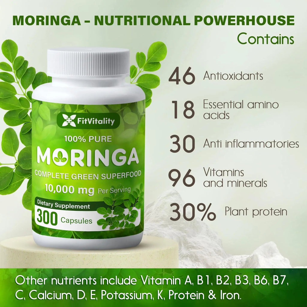 Moringa Capsules| Moringa Oleifera |10,000mg| 150 Capsules| 100% Pure| Non-GMO - TrustMedUSA
