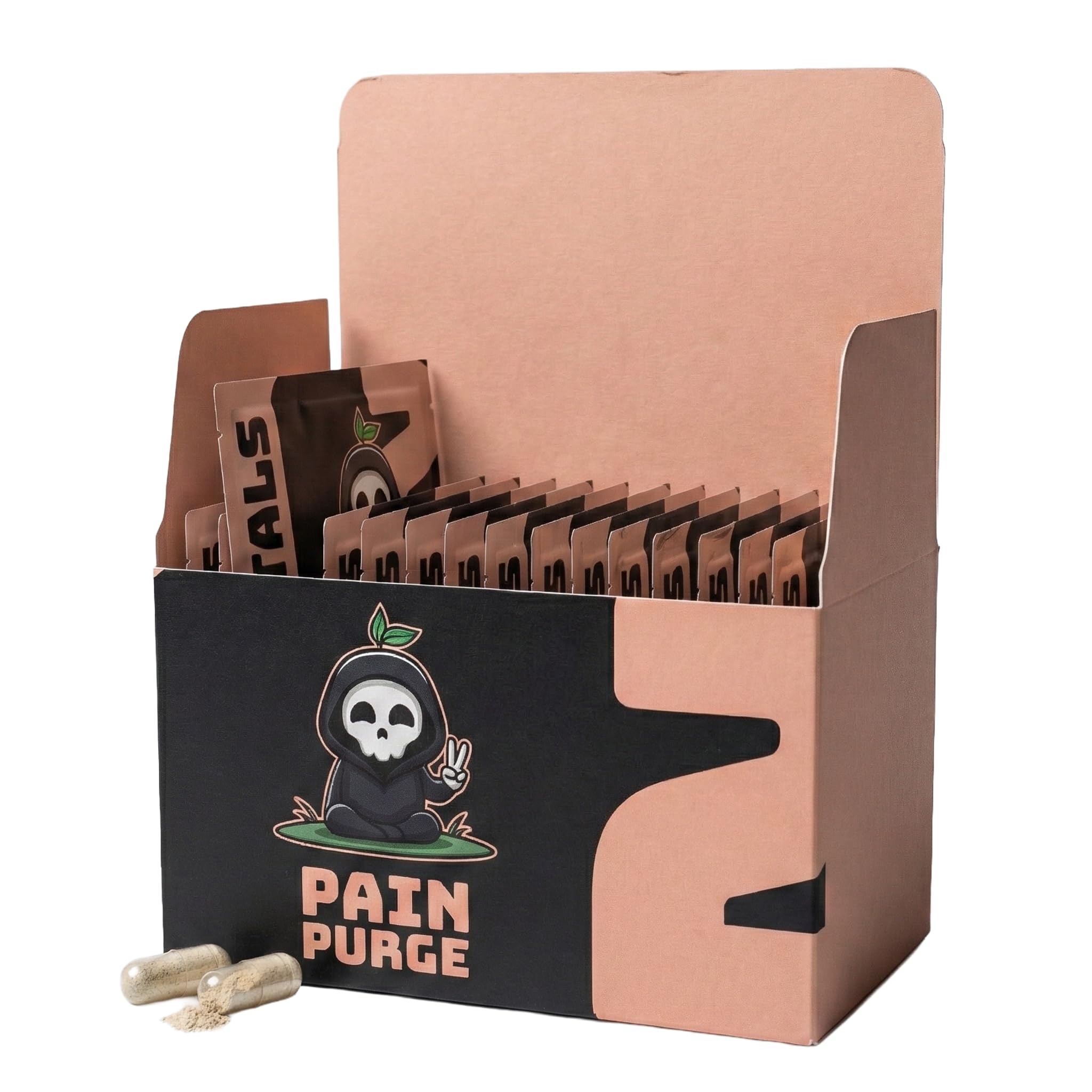 Mortals Pain Purge Daily Comfort Capsules — 7-Ingredient Botanical Blend with Turmeric, Boswellia, Willow Bark & Ginger — Vegan, cGMP, Made in USA (15 Pouches) - TrustMedUSA