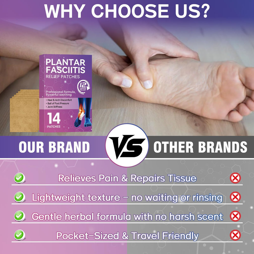 Mosconly Plantar Fasciitis Relief 14 Pcs, Natural Heel Discomfort Relief for Plantar Fasciitis, 12 Hour Maximum Strength Deep Hot, Soothing of Joint Soreness for Heel Discomfort - TrustMedUSA