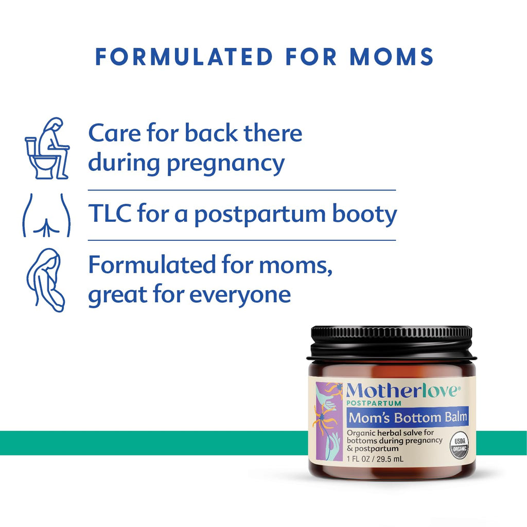 Motherlove Mom's Bottom Balm (1 oz) Organic Herbal Salve w/Witch Hazel for Bottoms During Pregnancy & Postpartum —Non-GMO Ointment - TrustMedUSA