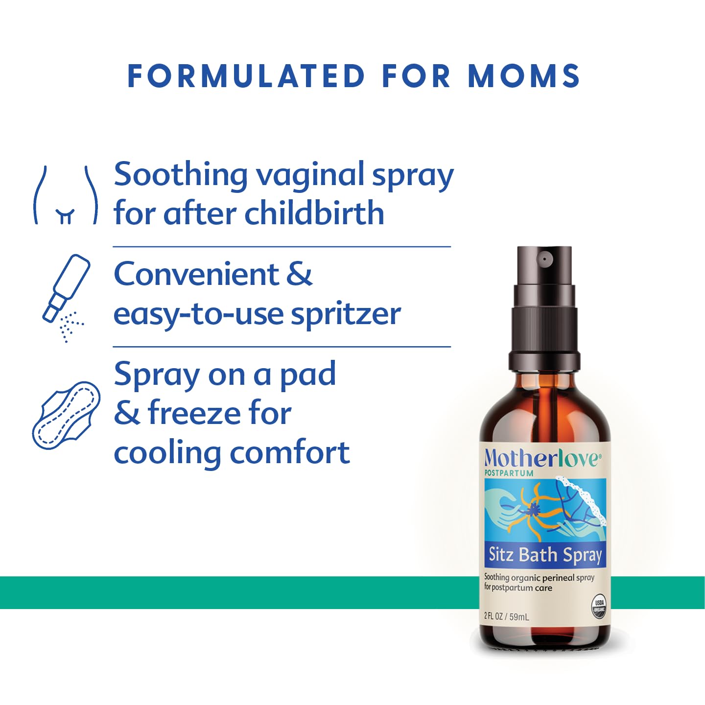 Motherlove Sitz Bath Spray (2 oz) Sitz Bath for Postpartum Care—Herbal Perineal Spray w/Witch Hazel—USDA Organic, Vegan, & Cruelty Free - TrustMedUSA