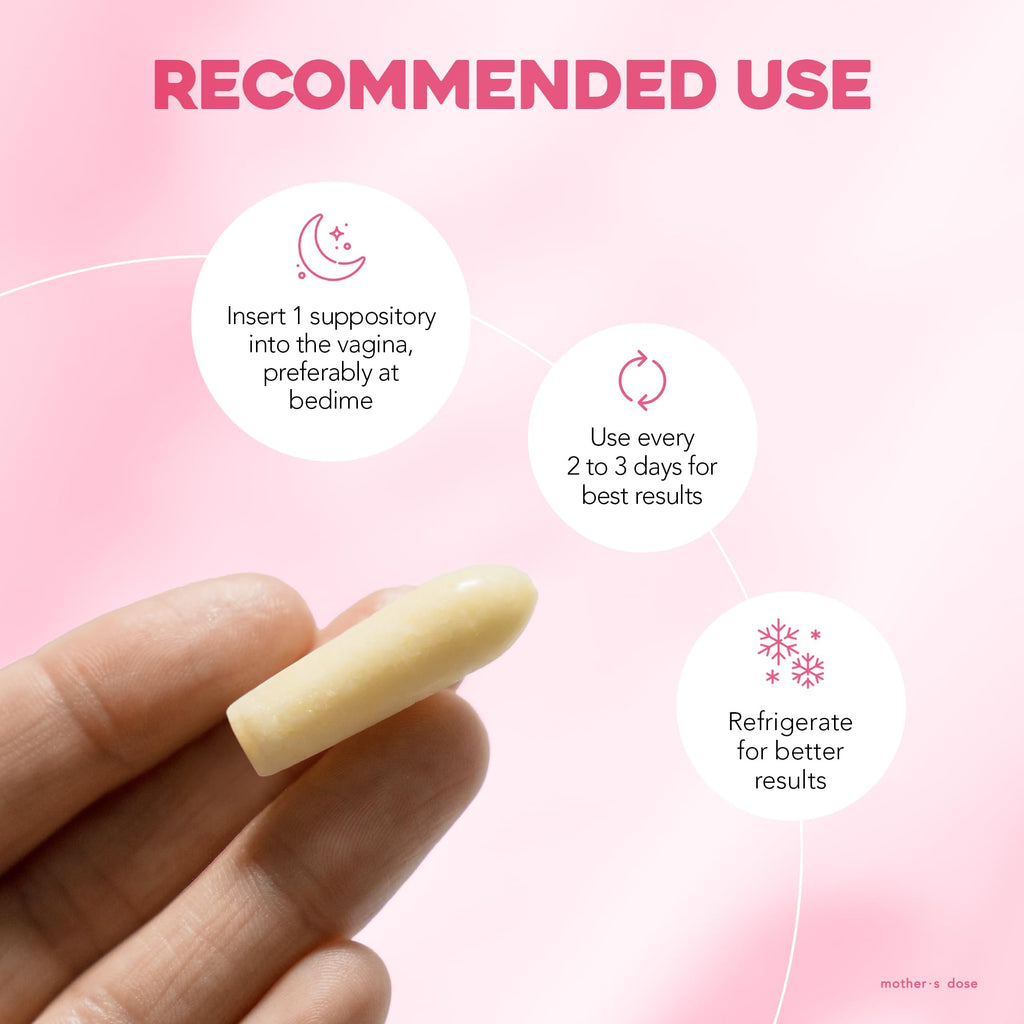 Mother's Dose Hyaluronic Acid Suppository HydraDose- Hormone Free Moisturizer for Vaginal Dryness-USA Made in an FDA Registered Facility, 1 Month Supply- 10 Inserts - Maple Wellness Supplements
