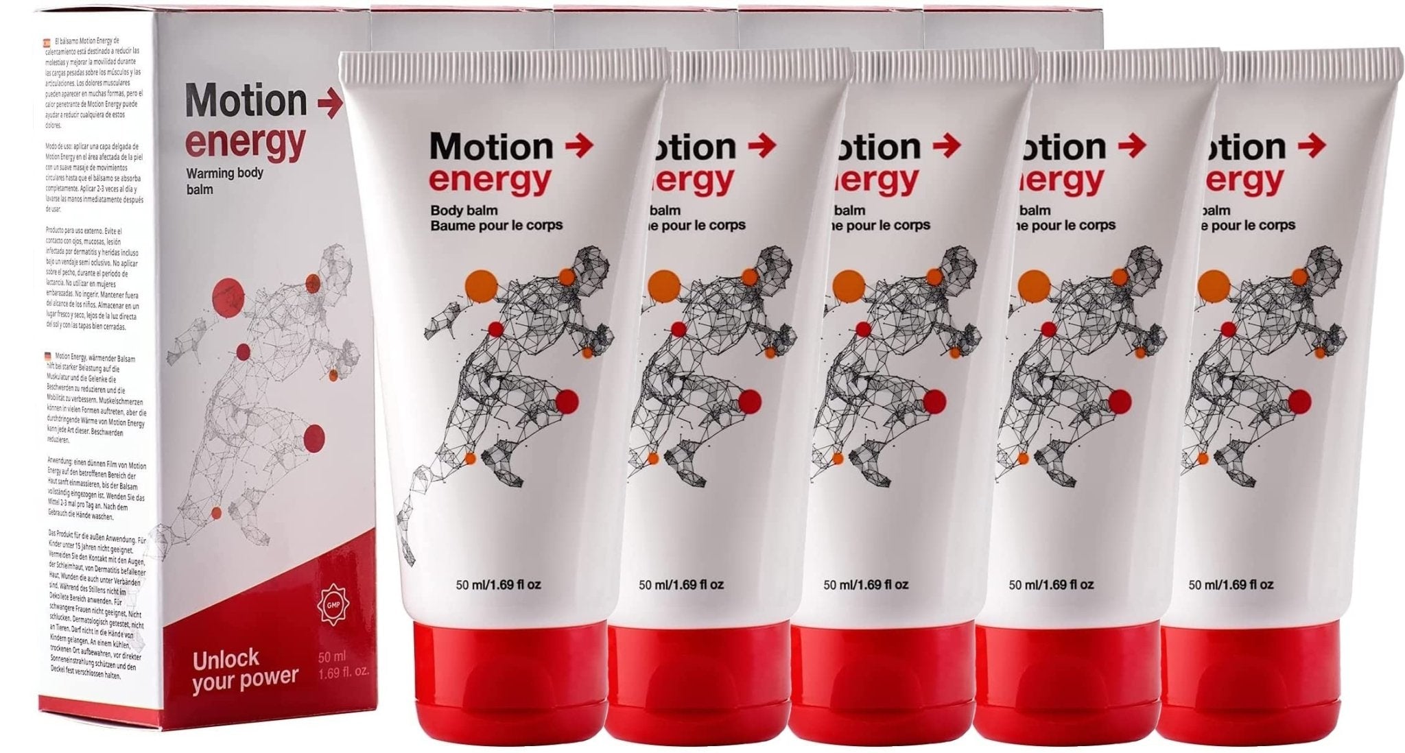 Motion Energy - Body Balm | Eucalyptus, Rosemary, Cinnamon Essential Oils & Ginger | 50 ml | 5 Pack - TrustMedUSA