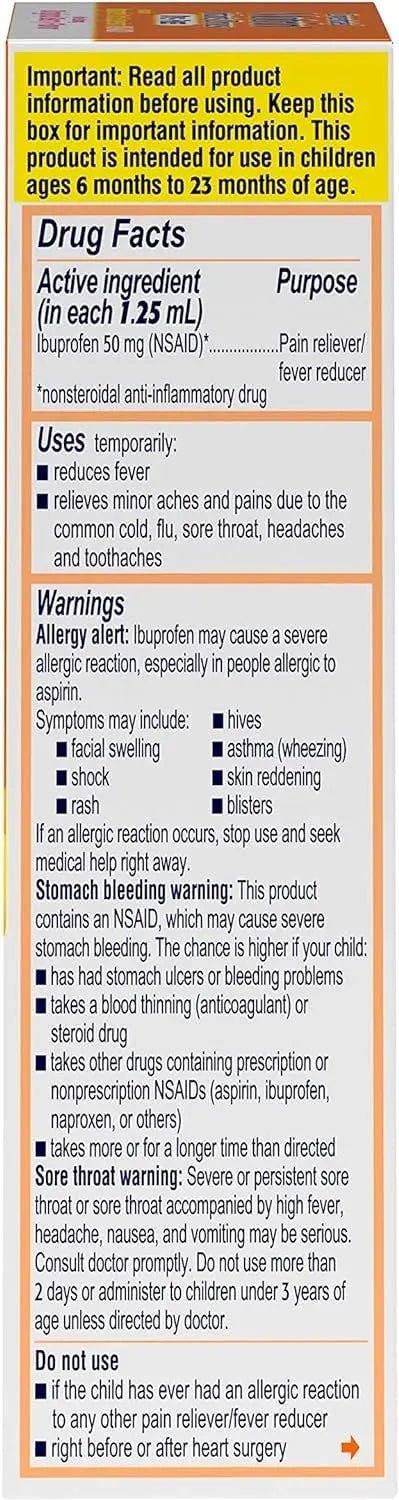 Motrin and Zarbee’s Essentials for Infants Infants' Concentrated Liquid Medicine Drops with Ibuprofen and Zarbee's Baby Coughⱡ Syrup + Immune with Organic Agave + Zinc - TrustMedUSA