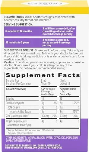 Motrin and Zarbee’s Essentials for Infants Infants' Concentrated Liquid Medicine Drops with Ibuprofen and Zarbee's Baby Coughⱡ Syrup + Immune with Organic Agave + Zinc - TrustMedUSA