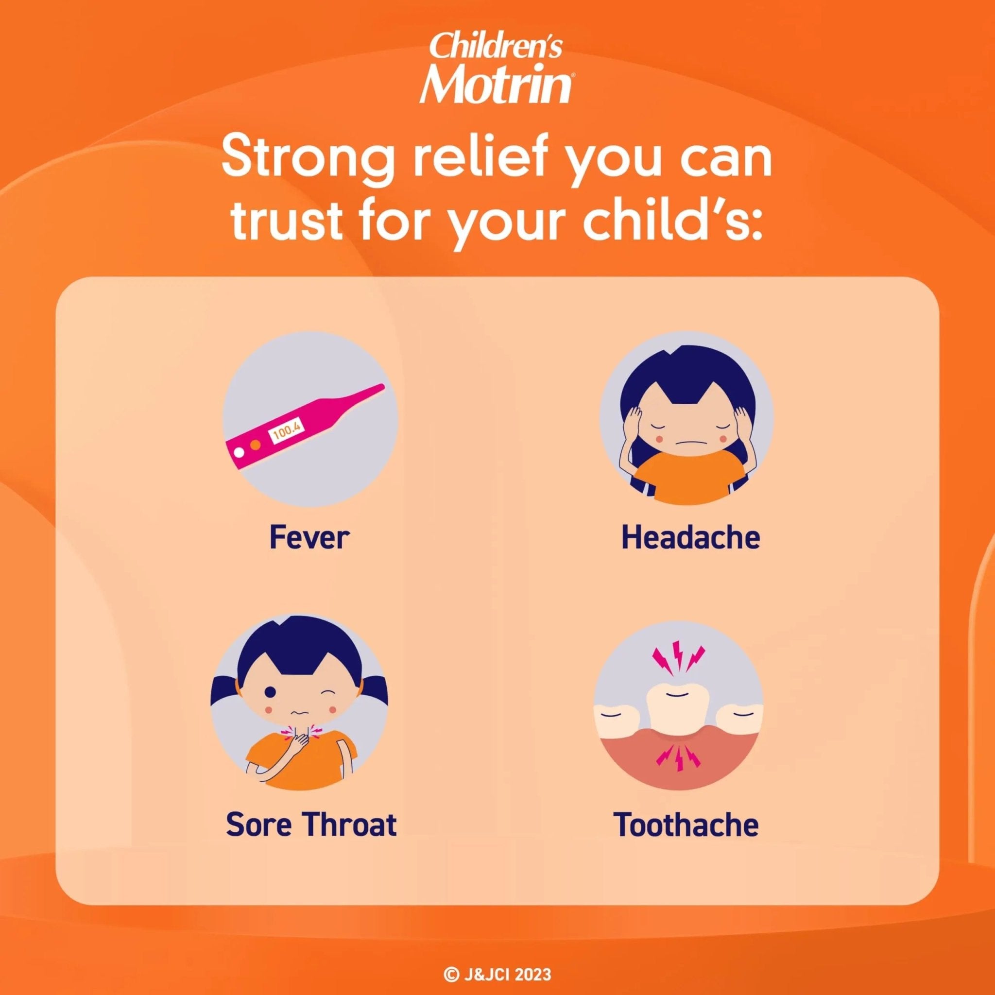 Motrin Children's Dye-Free Chewable Tablets with Ibuprofen, Kids' Fever Reducer & Pain Reliever for Sore Throat, Fever, Toothache & Pain Relief, Grape Flavor, 24 Ct - TrustMedUSA