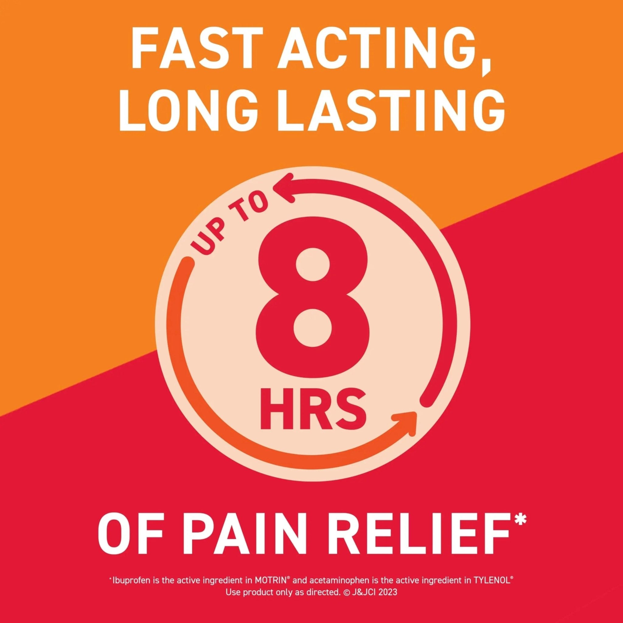 Motrin Dual Action with Tylenol, Ibuprofen & Acetaminophen Fast-Acting Dual Action Pain Reliever for Minor Aches & Pains, Ibuprofen (NSAID) 125 mg & Acetaminophen 250 mg, 120 ct - TrustMedUSA