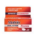 Motrin Dual Action with Tylenol, Ibuprofen & Acetaminophen Fast-Acting Dual Action Pain Reliever for Minor Aches & Pains, Ibuprofen (NSAID) 125 mg & Acetaminophen 250 mg, 120 ct - TrustMedUSA
