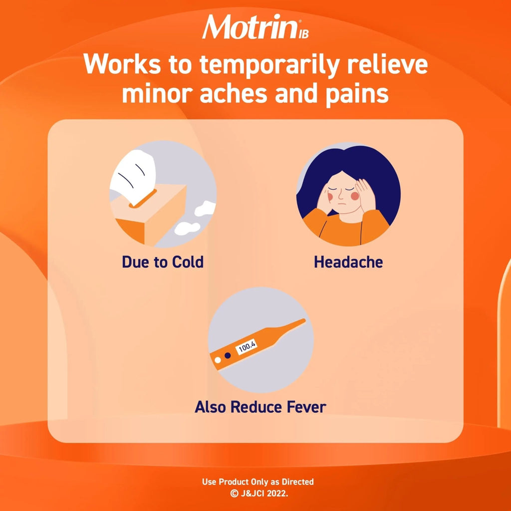 Motrin IB, Ibuprofen 200mg Tablets, NSAID Pain & Fever Reliever for Headache, Backache, Muscular Aches, Arthritis Pain Reliever, 50 Travel Packets of 2, 100 ct - TrustMedUSA
