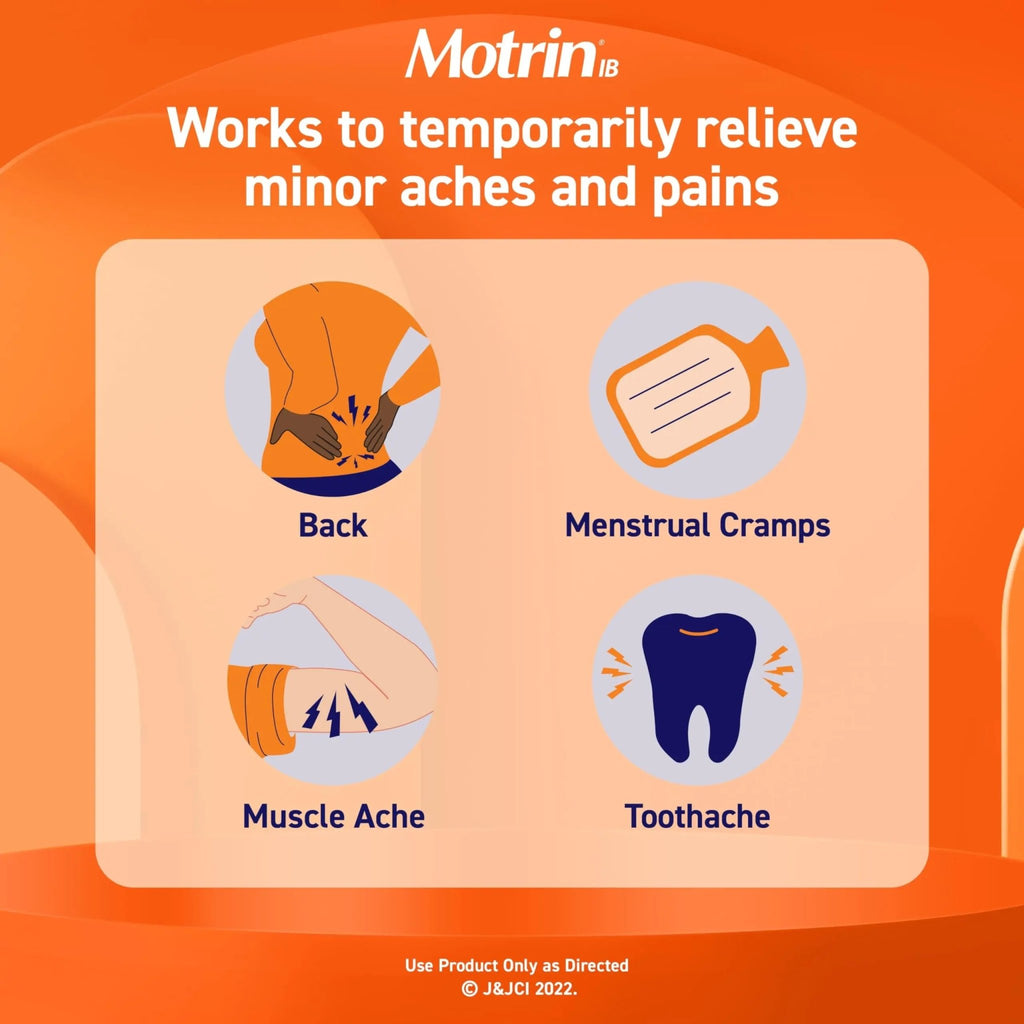 Motrin IB, Ibuprofen 200mg Tablets, NSAID Pain & Fever Reliever for Headache, Backache, Muscular Aches, Arthritis Pain Reliever, 50 Travel Packets of 2, 100 ct - TrustMedUSA