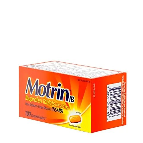 Motrin IB, Ibuprofen 200mg Tablets, Pain Reliever & Fever Reducer for Muscular Aches, Headache, Backache, Menstrual Cramps & Minor Arthritis Pain, NSAID, 100 Ct - TrustMedUSA