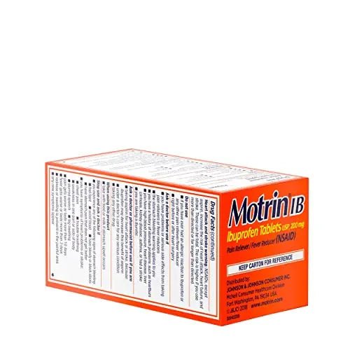 Motrin IB, Ibuprofen 200mg Tablets, Pain Reliever & Fever Reducer for Muscular Aches, Headache, Backache, Menstrual Cramps & Minor Arthritis Pain, NSAID, 100 Ct - TrustMedUSA