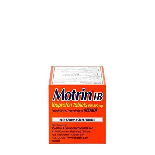Motrin IB, Ibuprofen 200mg Tablets, Pain Reliever & Fever Reducer for Muscular Aches, Headache, Backache, Menstrual Cramps & Minor Arthritis Pain, NSAID, 100 Ct - TrustMedUSA