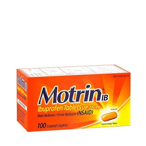 Motrin IB, Ibuprofen 200mg Tablets, Pain Reliever & Fever Reducer for Muscular Aches, Headache, Backache, Menstrual Cramps & Minor Arthritis Pain, NSAID, 100 Ct - TrustMedUSA