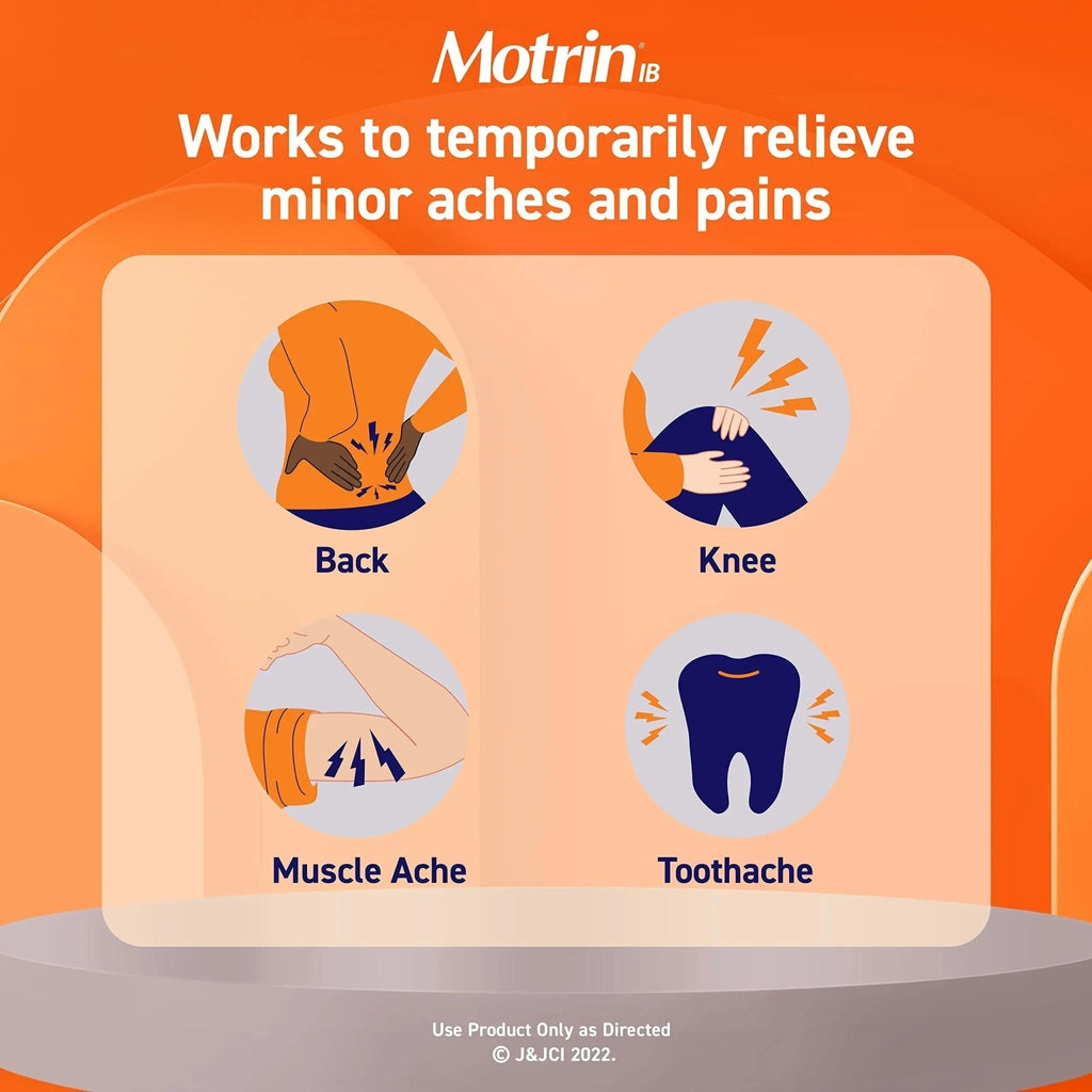 Motrin IB Liquid Gels with 200mg Ibuprofen per Caplet, Pain Reliever & Fever Reducer for Adults, Relief from Minor Arthritis Pain, Muscle Aches, Headache, Menstrual Cramps & Backache, 120 ct - TrustMedUSA