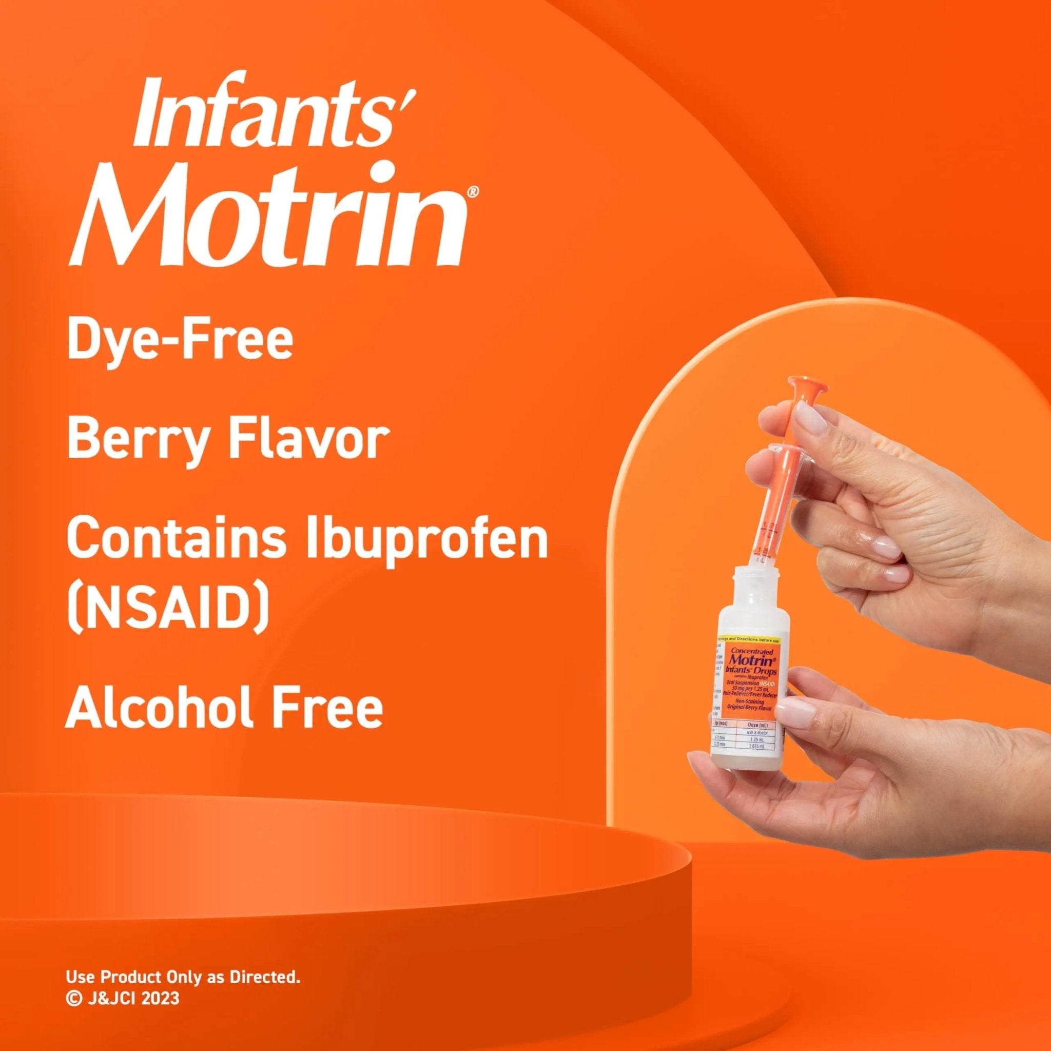 Motrin Infants Infant Ibuprofen Oral Suspension Concentrated Drops, NSAID Fever Reducer & Pain Reliever for Babies, Dye Free, Alcohol-Free, Berry Flavor, Includes Enclosed Syringe, 1 fl. oz - TrustMedUSA