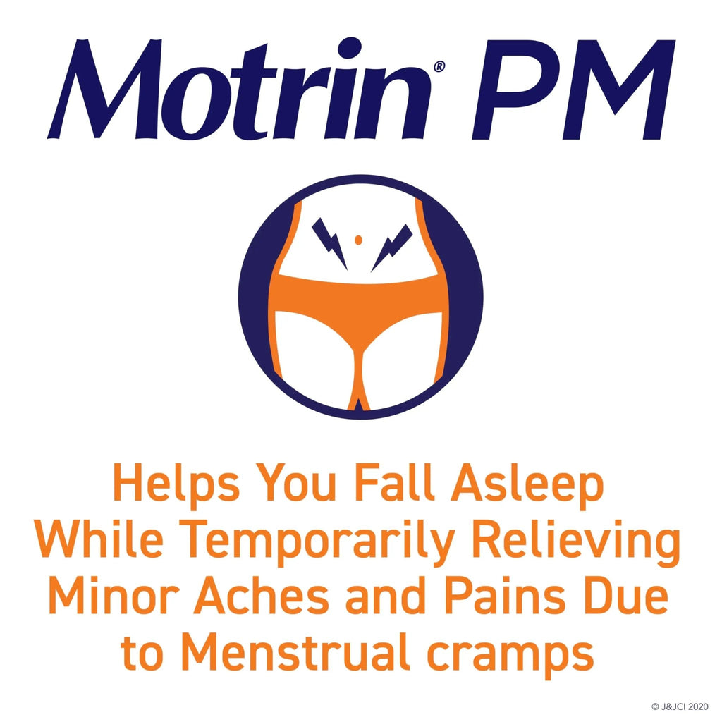 Motrin PM Caplets with 200 mg Ibuprofen & 38 mg Diphenhydramine Sleep Aid, Nighttime Pain Reliever for Minor Aches & Pains, Bulk, 80 ct - TrustMedUSA