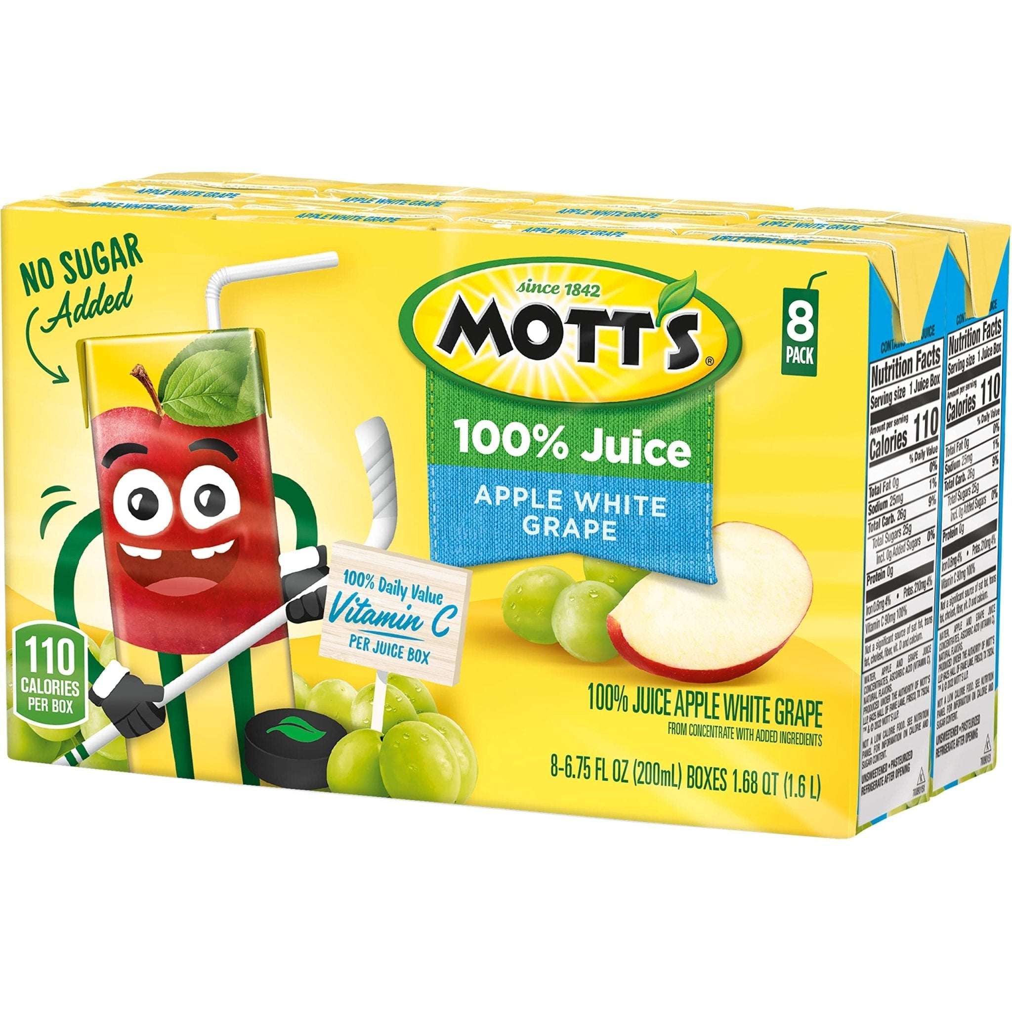 Mott's 100 percent Apple White Grape Juice, 6.75 fl oz boxes (Pack of 32) - Maple Wellness Supplements