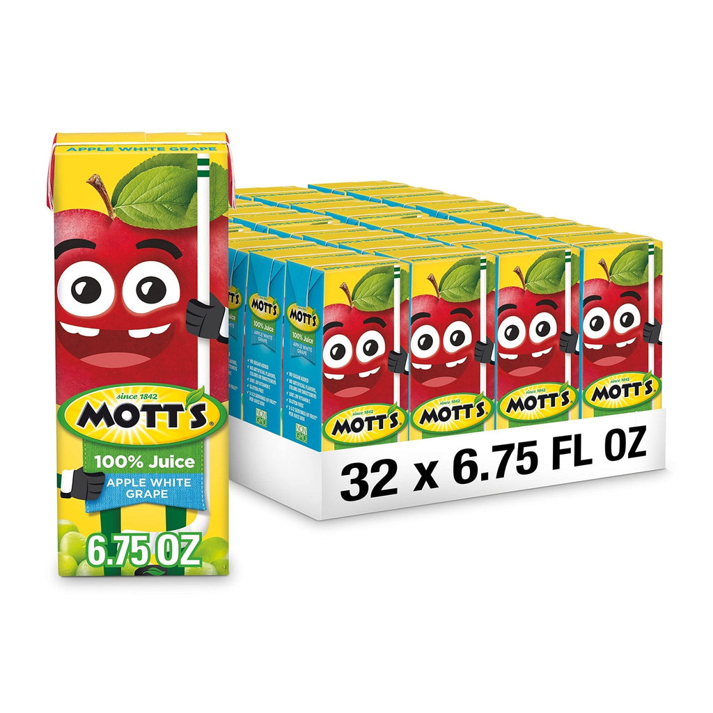 Mott's 100 percent Apple White Grape Juice, 6.75 fl oz boxes (Pack of 32) - Maple Wellness Supplements