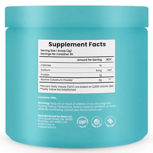 Moty Bovine Colostrum Grass Fed Powder Supplement for Gut Health, Muscle Recovery - TrustMedUSA