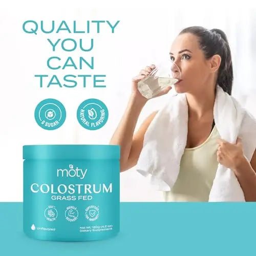 Moty Bovine Colostrum Grass Fed Powder Supplement for Gut Health, Muscle Recovery - TrustMedUSA