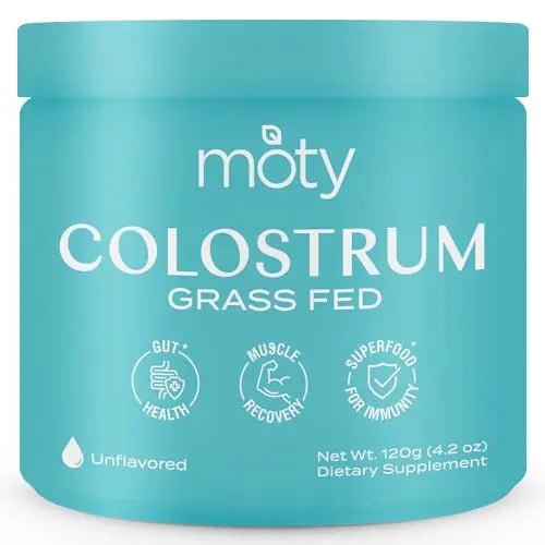 Moty Bovine Colostrum Grass Fed Powder Supplement for Gut Health, Muscle Recovery - TrustMedUSA
