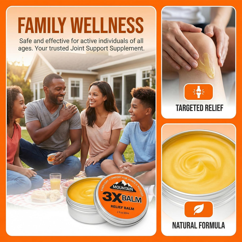 MOUNTAIN 3X 3X Relief Balm, 2.7fl Oz Relief Balm, with Natural Arnica & Camphor, Soothing Neck, Hands & Feet, Non-Greasy Formula, Fast Absorbing (1) - TrustMedUSA