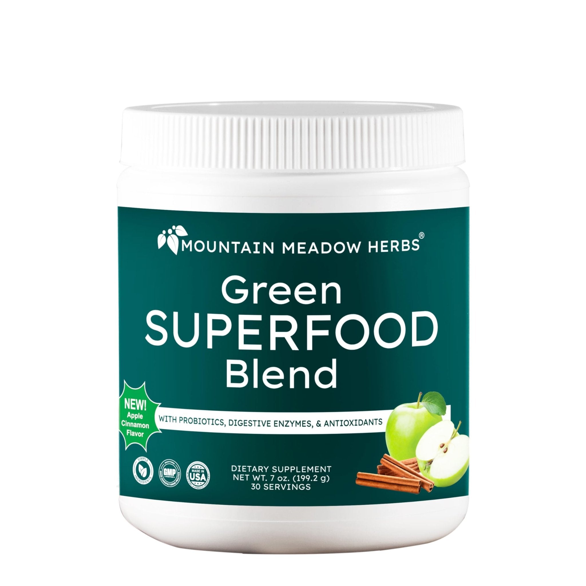 Mountain Meadow Herbs Green Superfood Blend – Spirulina, Chlorella, Mushrooms, Probiotics, Digestive Enzymes, Antioxidants – Organic Greens Powder for Energy & Gut Health – 30 Servings - TrustMedUSA