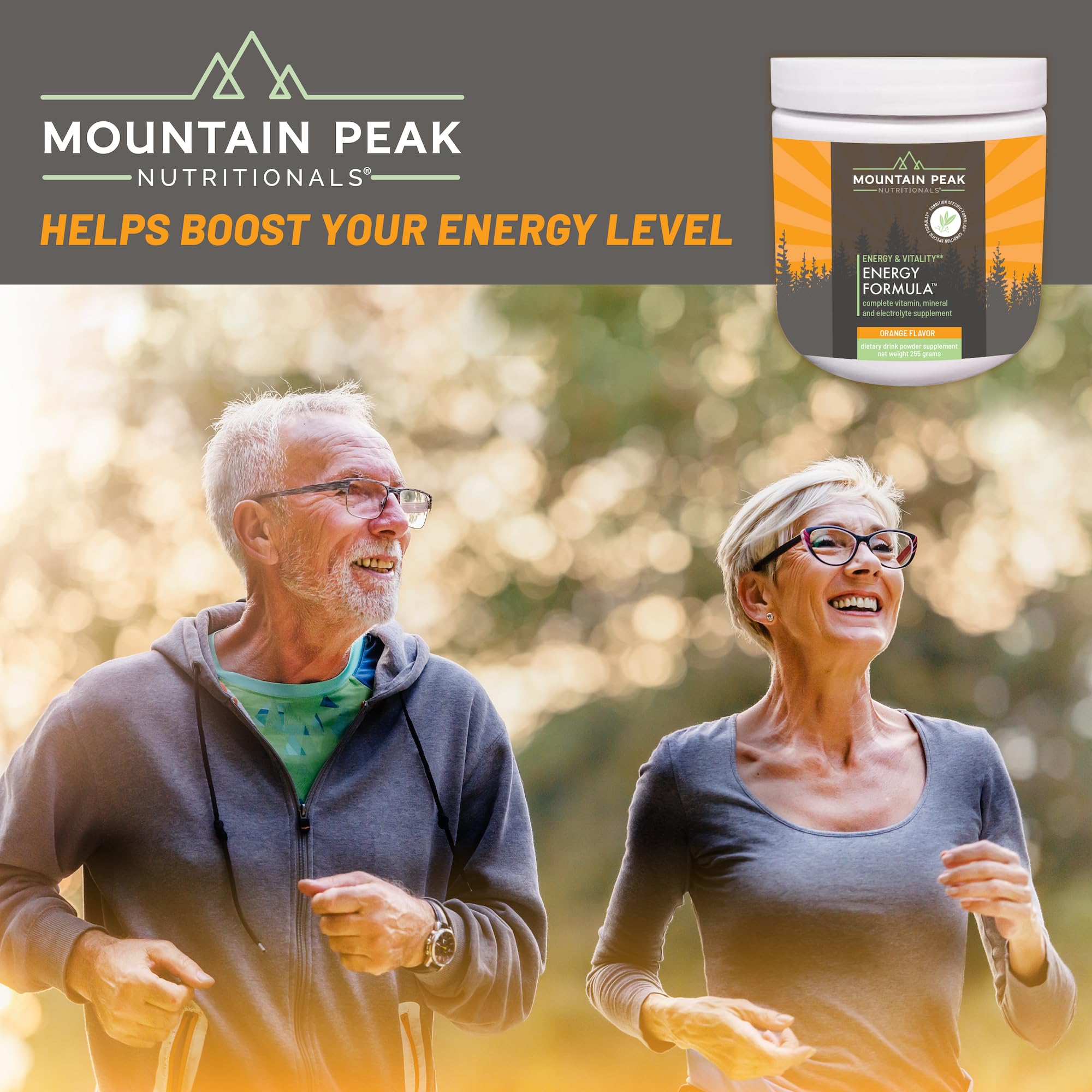 Mountain Peak Nutritionals Energy Formula - All in One Multi-Mineral Powder - Complete Nutrition, Vitamin, Mineral, and Electrolyte Supplement for Men & Women - Orange Flavor (255g, 30 Servings) - TrustMedUSA