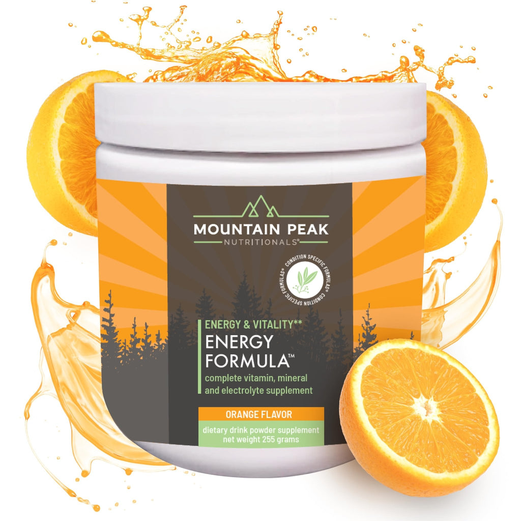 Mountain Peak Nutritionals Energy Formula - All in One Multi-Mineral Powder - Complete Nutrition, Vitamin, Mineral, and Electrolyte Supplement for Men & Women - Orange Flavor (255g, 30 Servings) - TrustMedUSA
