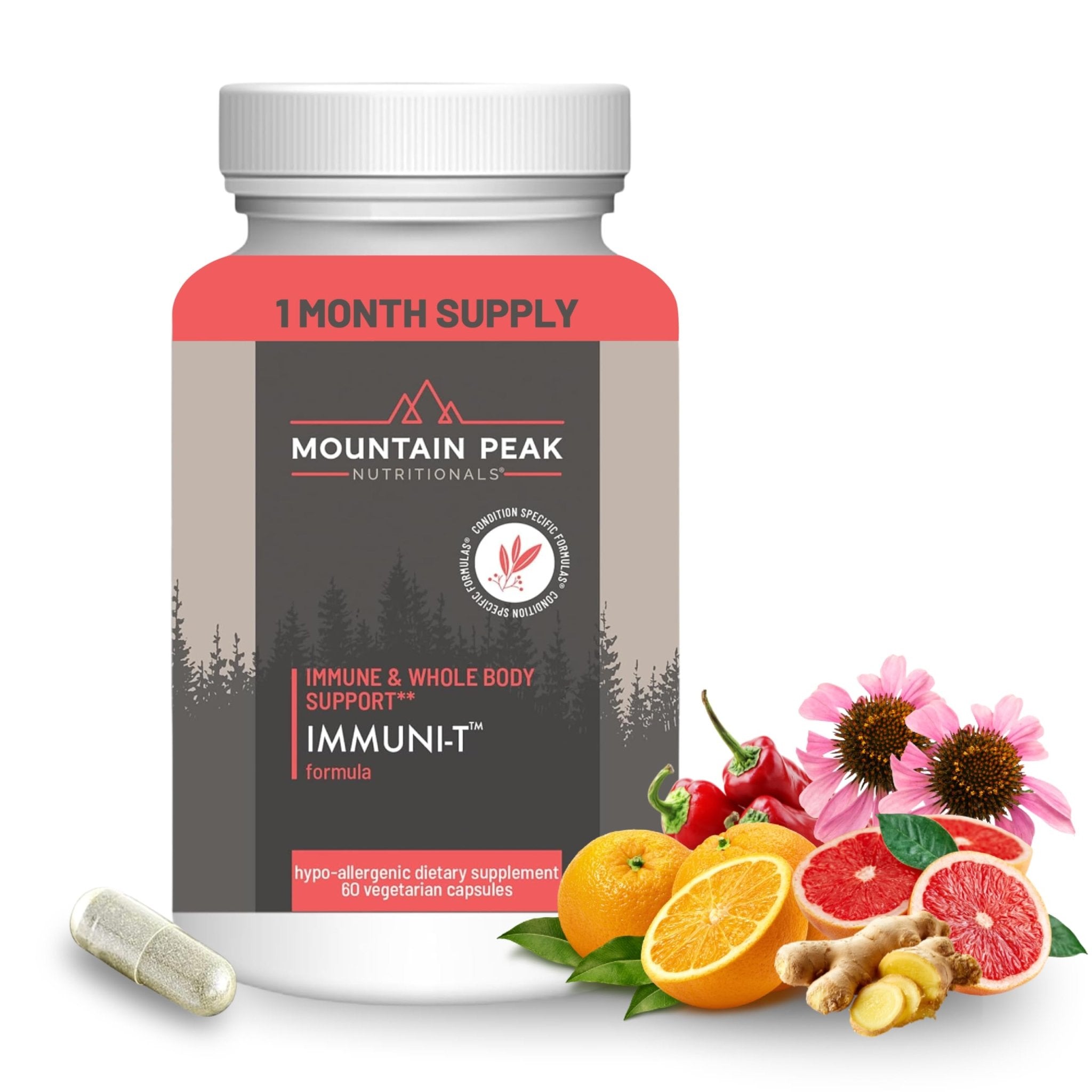 Mountain Peak Nutritionals Immuni-T Advanced Immune Support Supplement - 4-in-1 Formula with Vitamin C, A, Zinc, & Mushroom Blend - Daily Wellness & Seasonal Defense (60 Vegetarian Capsules) - TrustMedUSA
