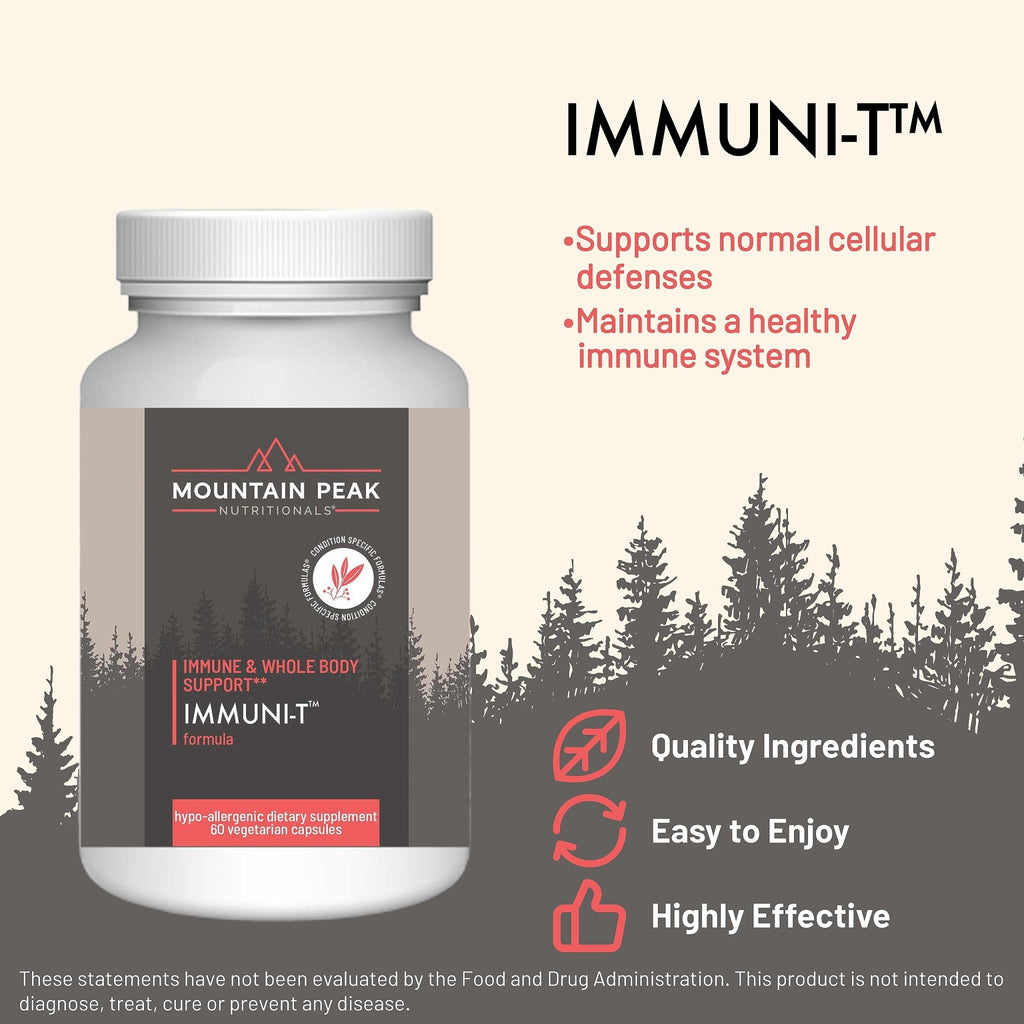Mountain Peak Nutritionals Immuni-T Advanced Immune Support Supplement - 4-in-1 Formula with Vitamin C, A, Zinc, & Mushroom Blend - Daily Wellness & Seasonal Defense (60 Vegetarian Capsules) - TrustMedUSA