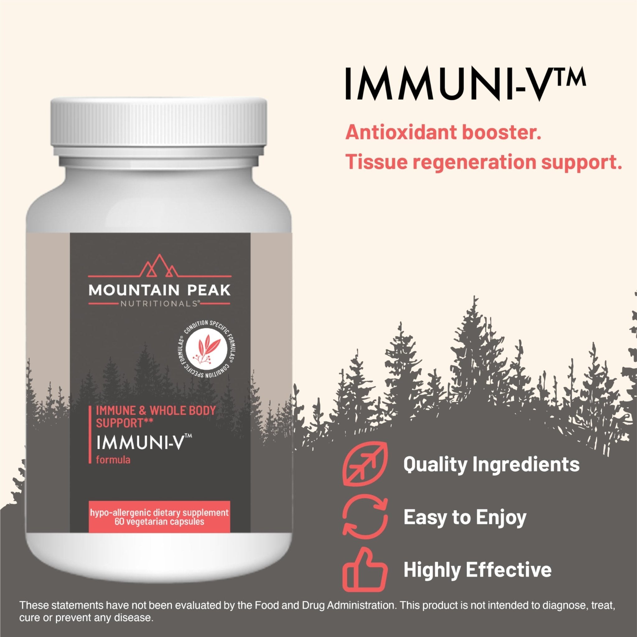 Mountain Peak Nutritionals Immuni-V - Immune System & Whole Body Support Supplement - Natural Antioxidant Booster with Humic Acid, Olive Extract, & Elderberry (60 Vegetarian Capsules) - TrustMedUSA