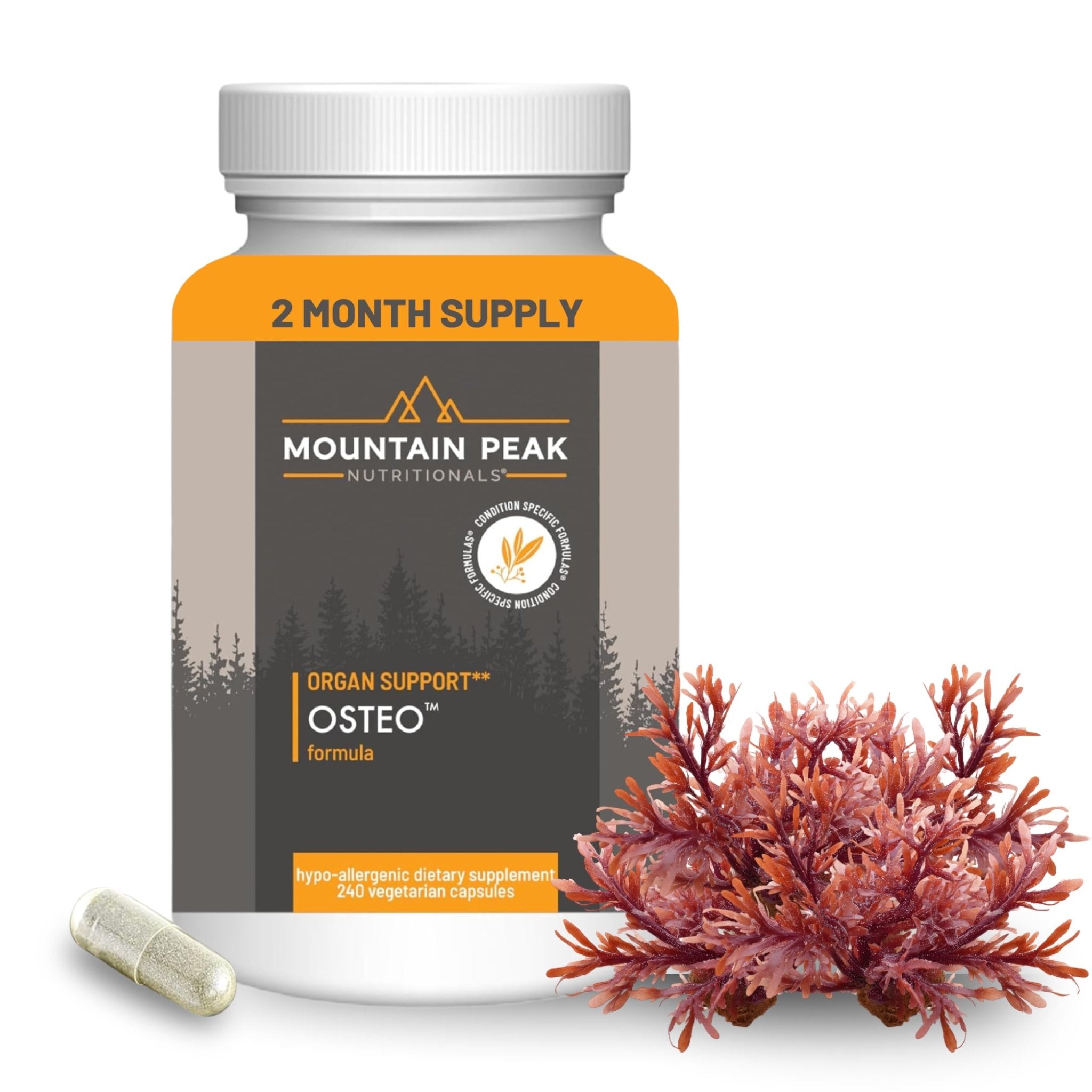 Mountain Peak Nutritionals Osteo Supplement - Organ & Strong Bone Support, Promotes Bone Health - With Vitamins D3, K2, Calcium, and Magnesium - Bone Building & Strengthening (240 Vegetarian Capsules) - TrustMedUSA