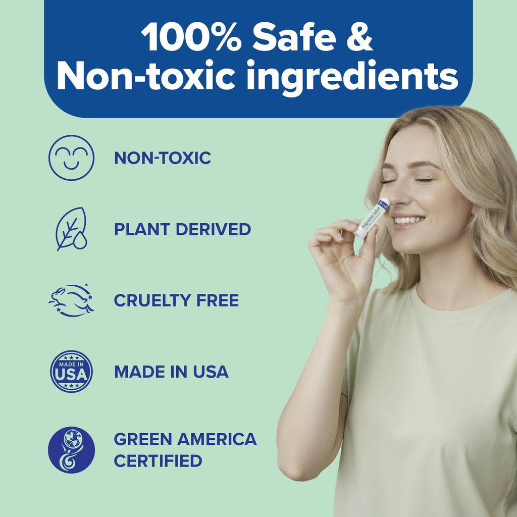 MOXE Migraine Rollon Stick & Nasal Inhaler, Fast Cooling Comfort for Headaches & Tension, Non-Medicated Soothing Vapors, Peppermint, Eucalyptus, and Other Essential Oils, Metal Roller, Made in USA - TrustMedUSA