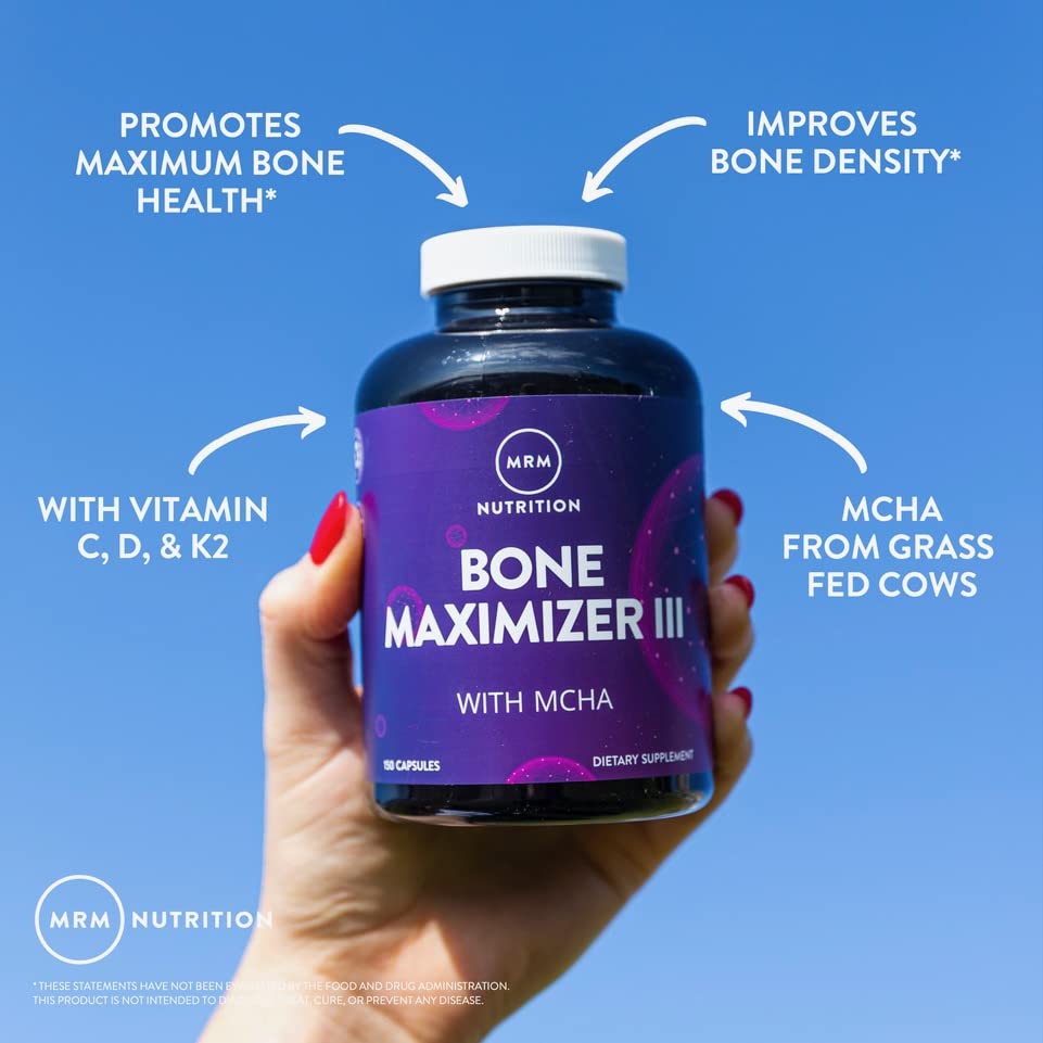 MRM Nutrition Bone Maximizer® III | with MCHA + Vitamin D3 + Vitamin K2 | Bone Health | High Potency | Key Vitamins and Minerals for Bones | 50 Servings - TrustMedUSA
