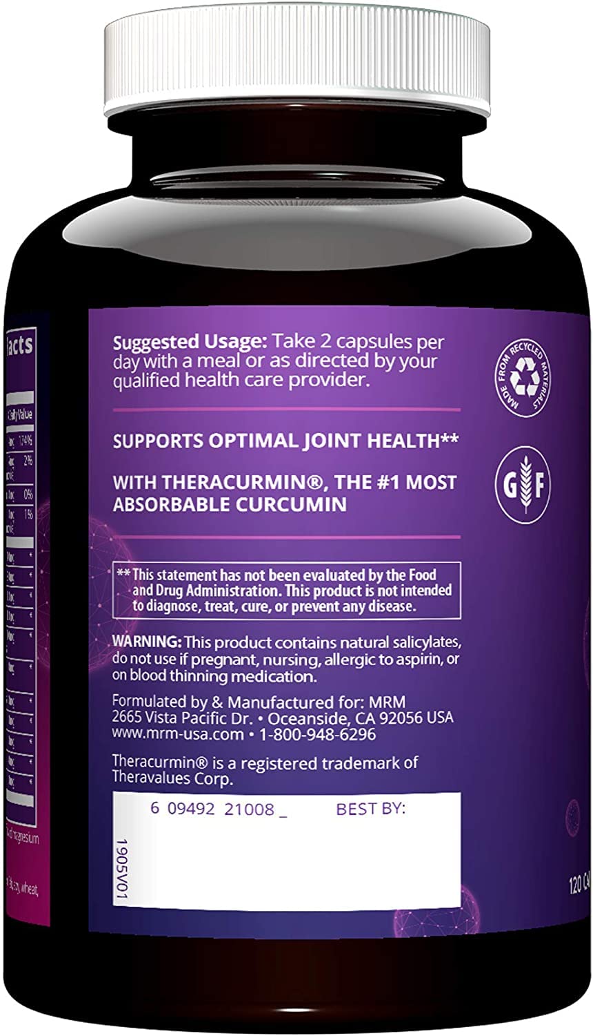 MRM Nutrition Joint Synergy™+ | Joint Health | with Theracurcumin® | Gluten-Free | 120 Capsules - TrustMedUSA