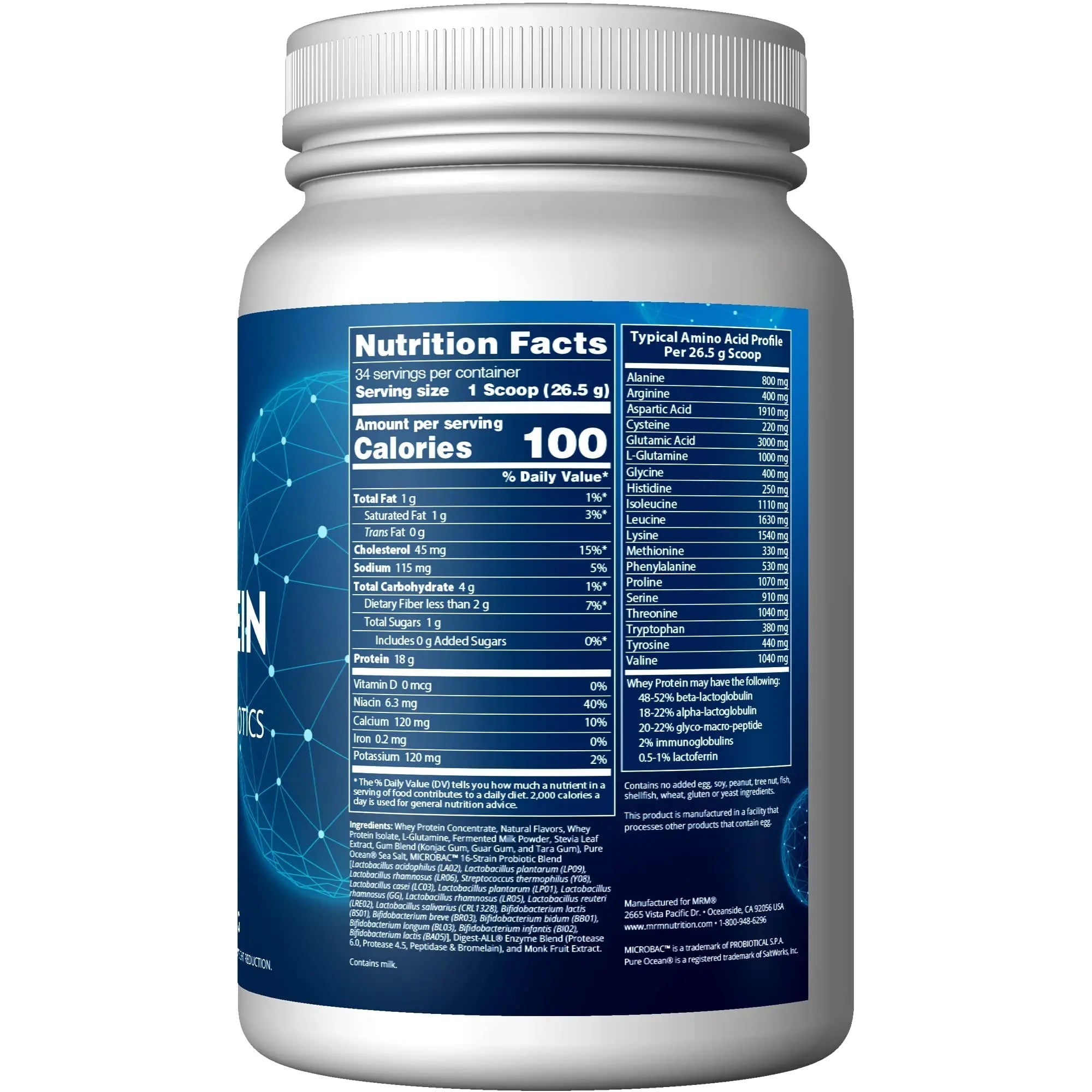 MRM Nutrition Whey Protein | Vanilla Flavored |18g Protein | with 2 Billion probiotics - TrustMedUSA